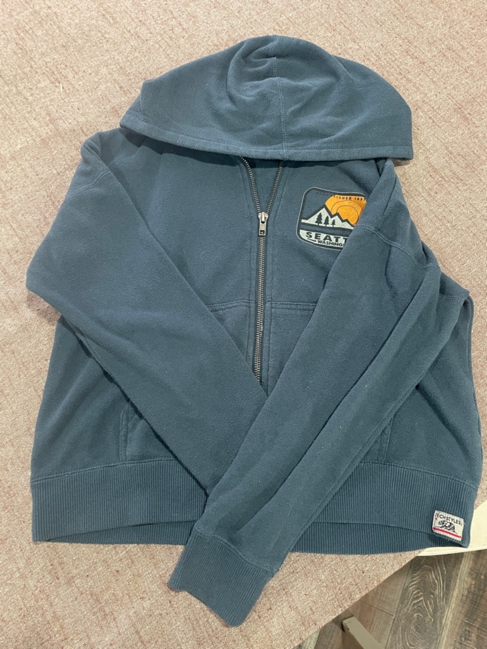 Seattle Patch Zip-Up Hoodie in Slate Blue